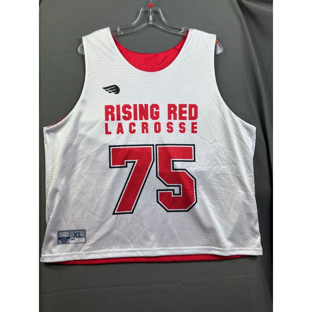 Rising Red Lacrosse Reversible Mesh Practice Jersey Tank Men's XL Red White 75